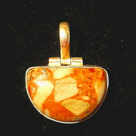 Wondering, Super-Chunky,XLarge, Semi-Circle-Shape Natural Stone Cabochon Pendant - Picture 7 of 7